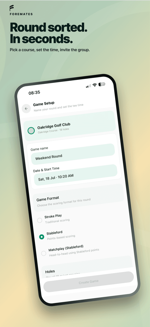 Foremates app — planning a round