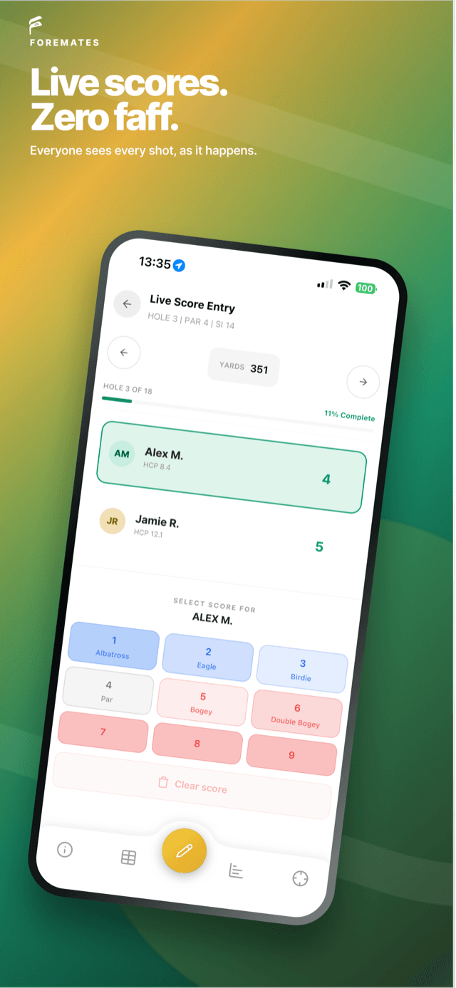 Foremates app — live scoring
