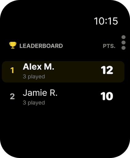 Apple Watch — live leaderboard